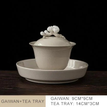 Elegante Gaiwan de Cerámica Esmaltada con Ceniza Vegetal Retro | Perfecto Servicio de Té