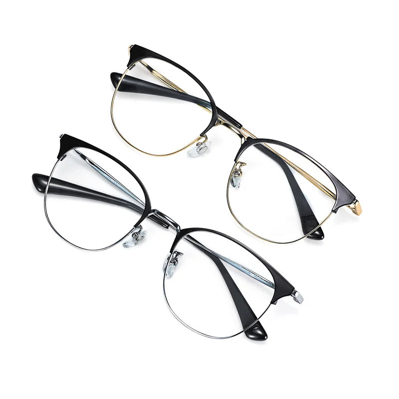Stylish Retro Half Frame Prescription Glasses | Unisex Eyewear