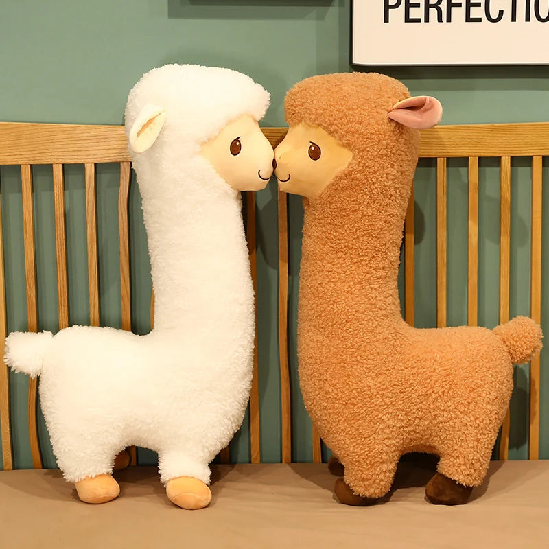 Furry Plush Llama and Alpaca Hug Pillow — Soft Long Plush Stuffed Animal Cushion for Napping, Sleeping, and Home Decor