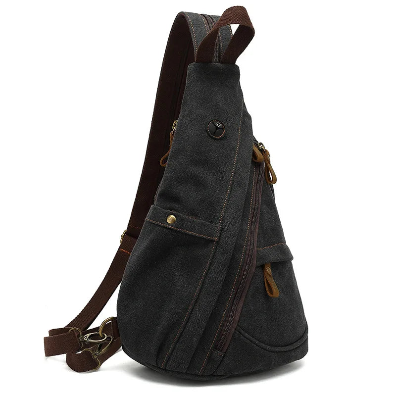 Versatile Men's Canvas Chest Bag | Large Capacity Messenger Bag