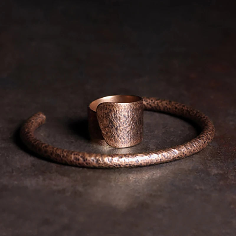 Rustic Copper Cuff Bracelet | Handmade Metal Viking Bangle