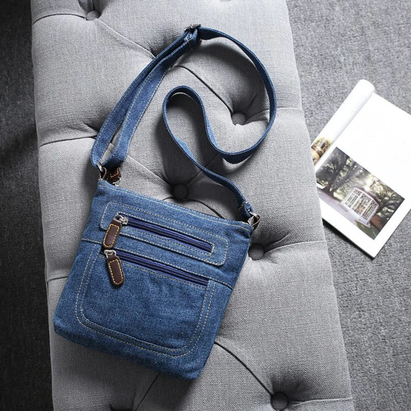 Vintage Denim Crossbody Bag | Stylish Women's Messenger Handbag