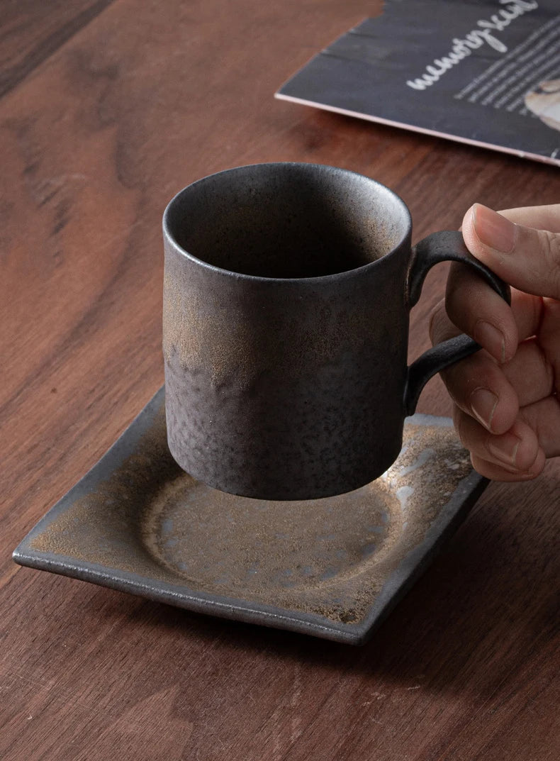Taza de café vintage japonesa | Vajilla de cerámica retro única