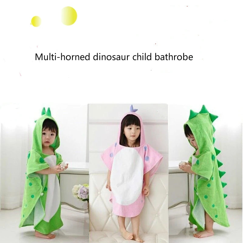 Adorable albornoz de dinosaurio para bebés | Toalla poncho suave con capucha