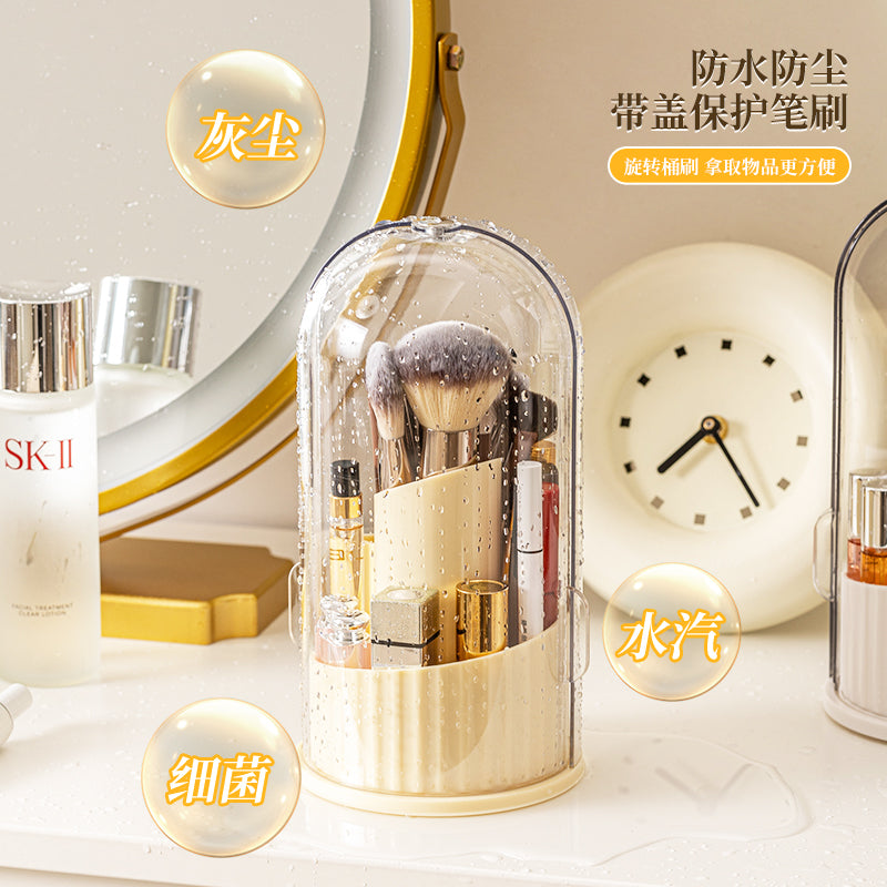 Rotating Cosmetic Brush Storage Box | Dustproof Makeup Organizer