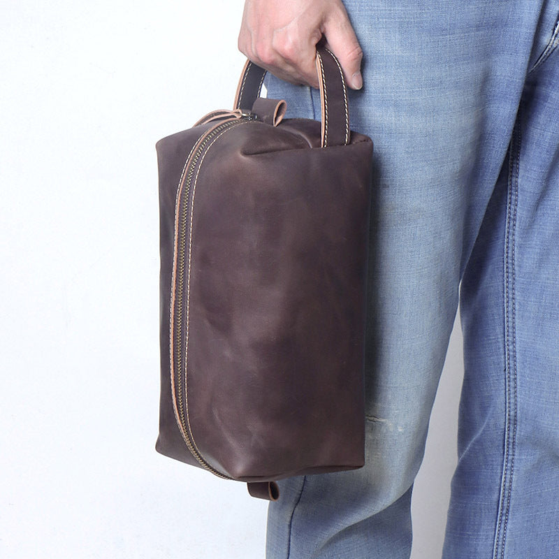 Stylish Genuine Leather Hand Wash Bag for Men | Large Capacity