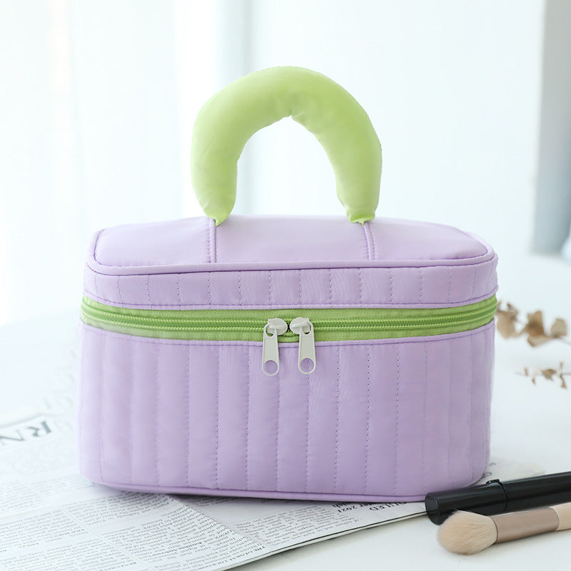 Large Capacity Color-Blocked Makeup Bag | Stylish Travel Essential