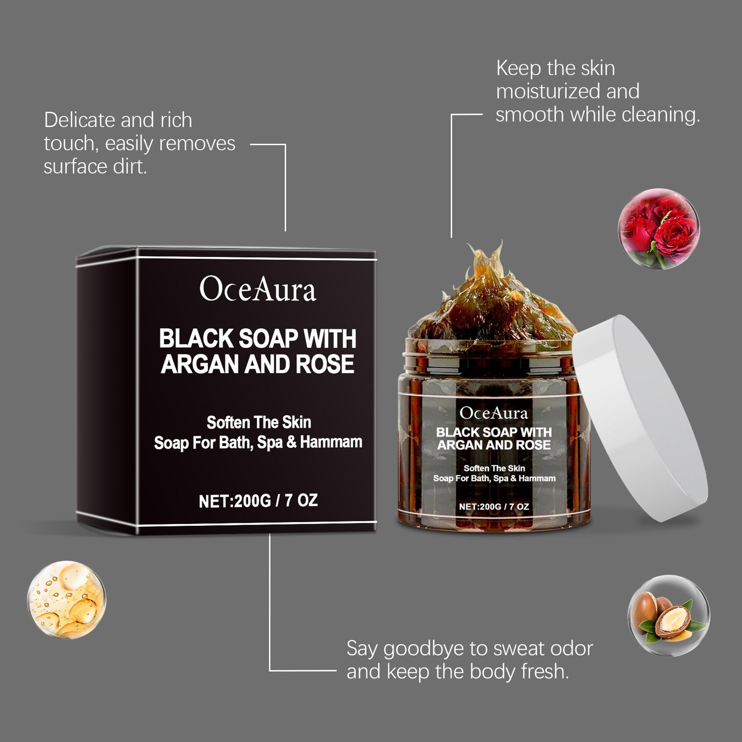Natural Black Soap Deep Cleansing Exfoliating Body Scrub