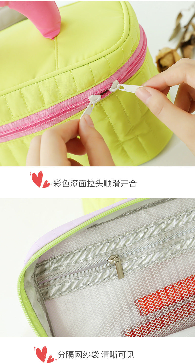 Large Capacity Color-Blocked Makeup Bag | Stylish Travel Essential