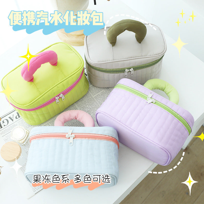 Large Capacity Color-Blocked Makeup Bag | Stylish Travel Essential