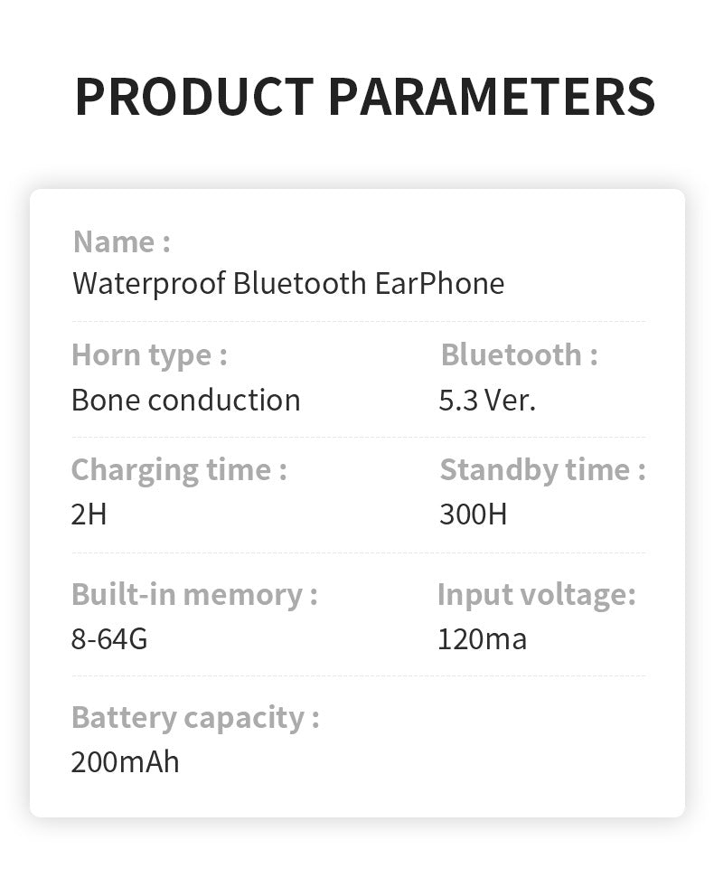 Bluetooth Bone Conduction Earphones | Waterproof MP3 Headphones