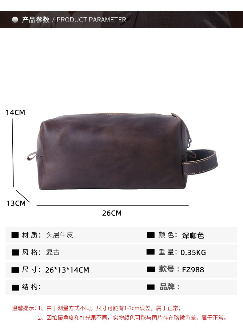 Stylish Genuine Leather Hand Wash Bag for Men | Large Capacity