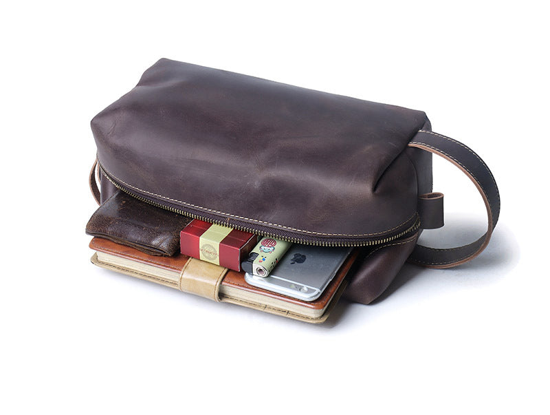 Stylish Genuine Leather Hand Wash Bag for Men | Large Capacity
