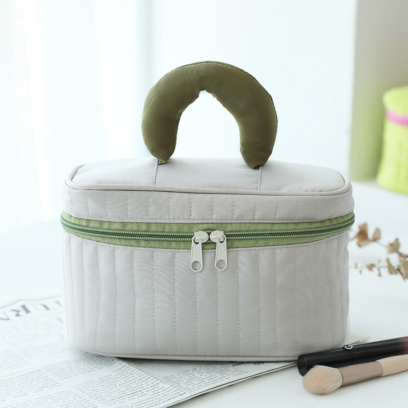 Large Capacity Color-Blocked Makeup Bag | Stylish Travel Essential