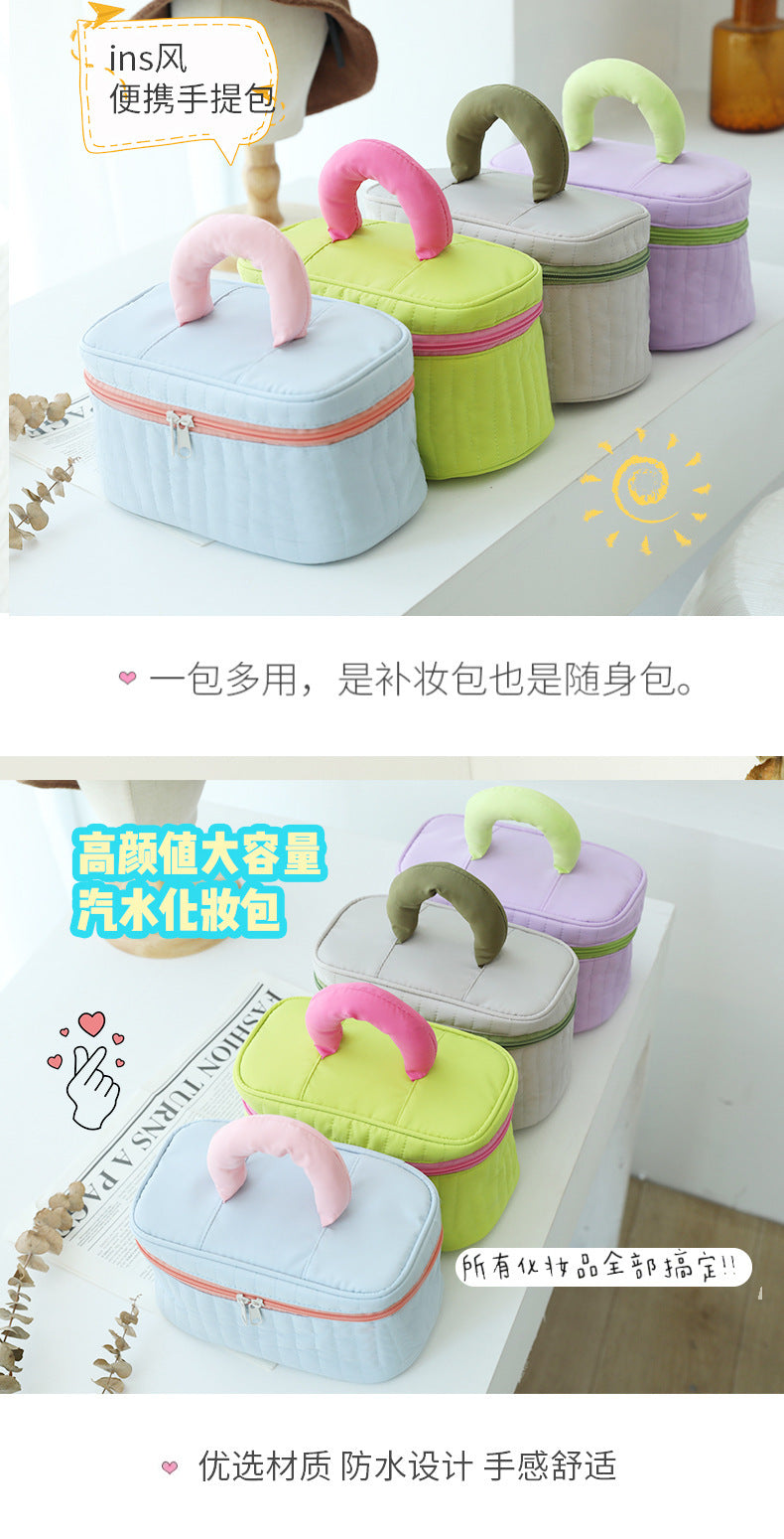 Large Capacity Color-Blocked Makeup Bag | Stylish Travel Essential