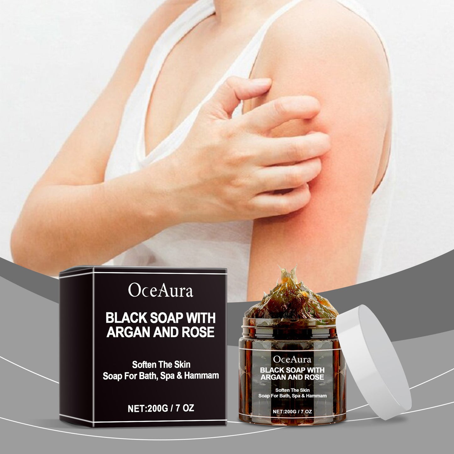 Natural Black Soap Deep Cleansing Exfoliating Body Scrub