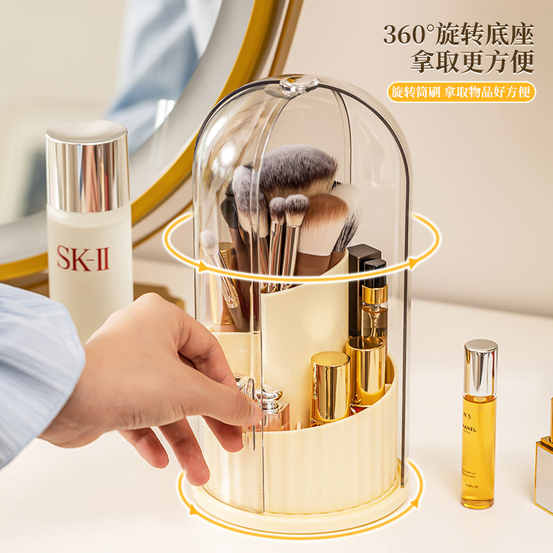 Rotating Cosmetic Brush Storage Box | Dustproof Makeup Organizer