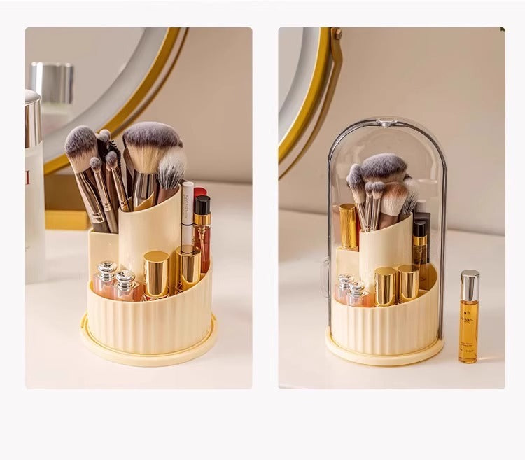 Rotating Cosmetic Brush Storage Box | Dustproof Makeup Organizer