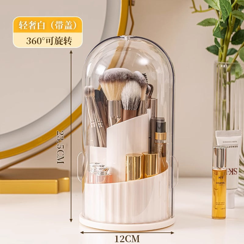 Rotating Cosmetic Brush Storage Box | Dustproof Makeup Organizer
