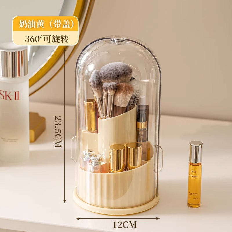Rotating Cosmetic Brush Storage Box | Dustproof Makeup Organizer