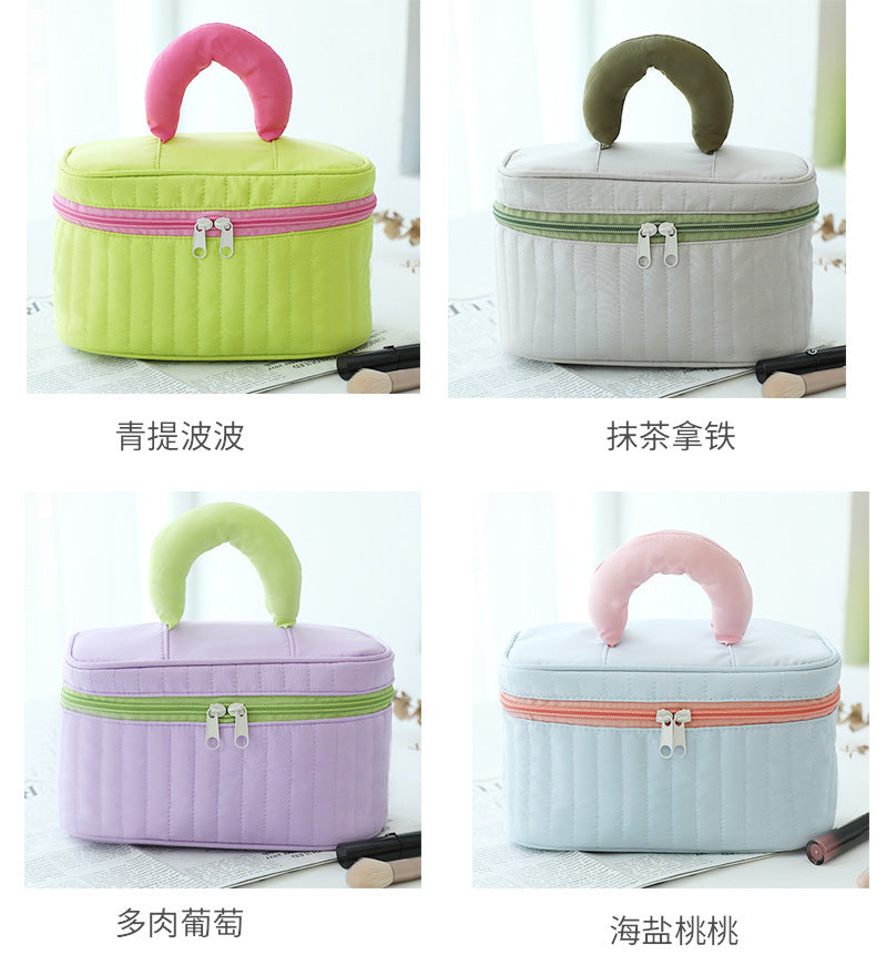 Large Capacity Color-Blocked Makeup Bag | Stylish Travel Essential