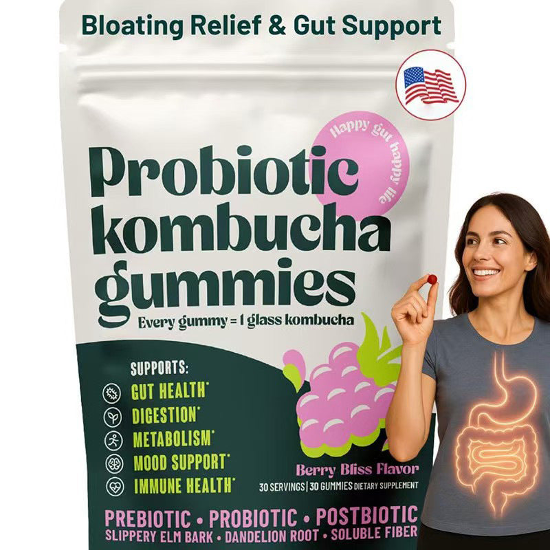 Probiotic Kombucha Gummies for Gut Support & Bloating Relief