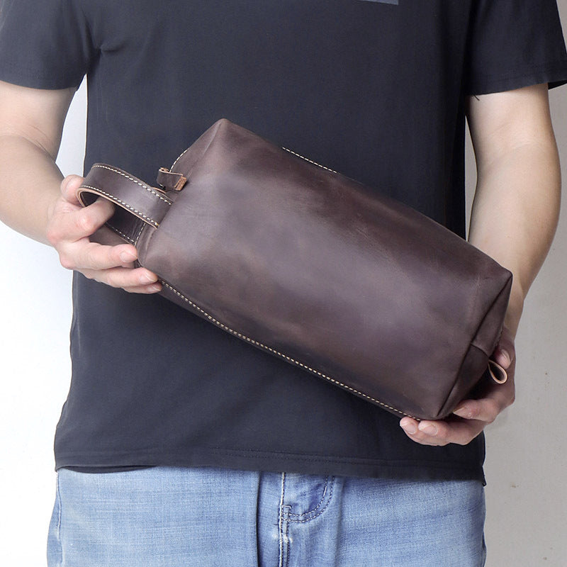 Stylish Genuine Leather Hand Wash Bag for Men | Large Capacity