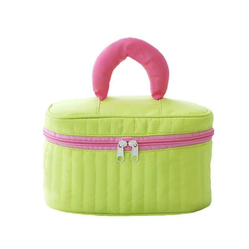Large Capacity Color-Blocked Makeup Bag | Stylish Travel Essential