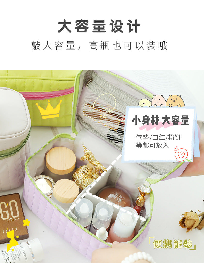 Large Capacity Color-Blocked Makeup Bag | Stylish Travel Essential
