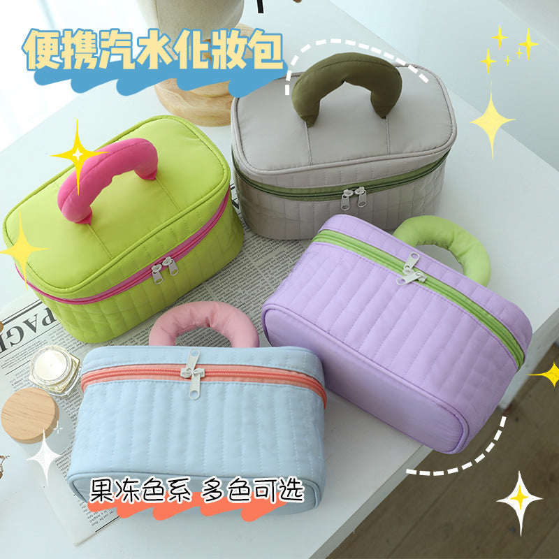Large Capacity Color-Blocked Makeup Bag | Stylish Travel Essential