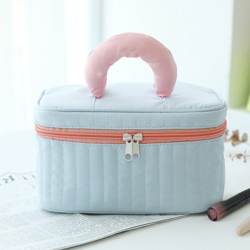 Large Capacity Color-Blocked Makeup Bag | Stylish Travel Essential