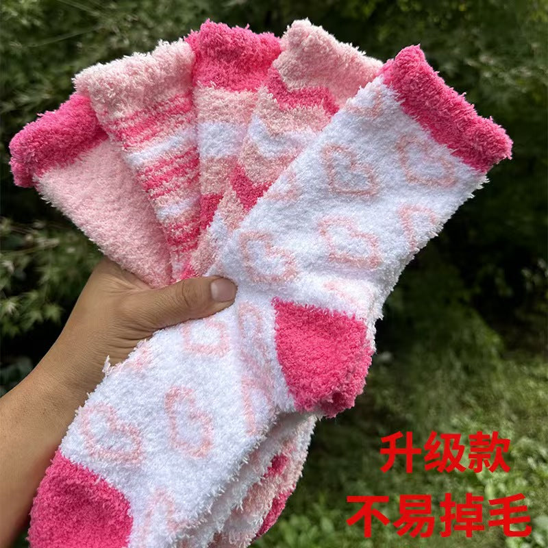 Cozy Heart-Shaped Floor Socks for Women | Warm & Non-Shedding