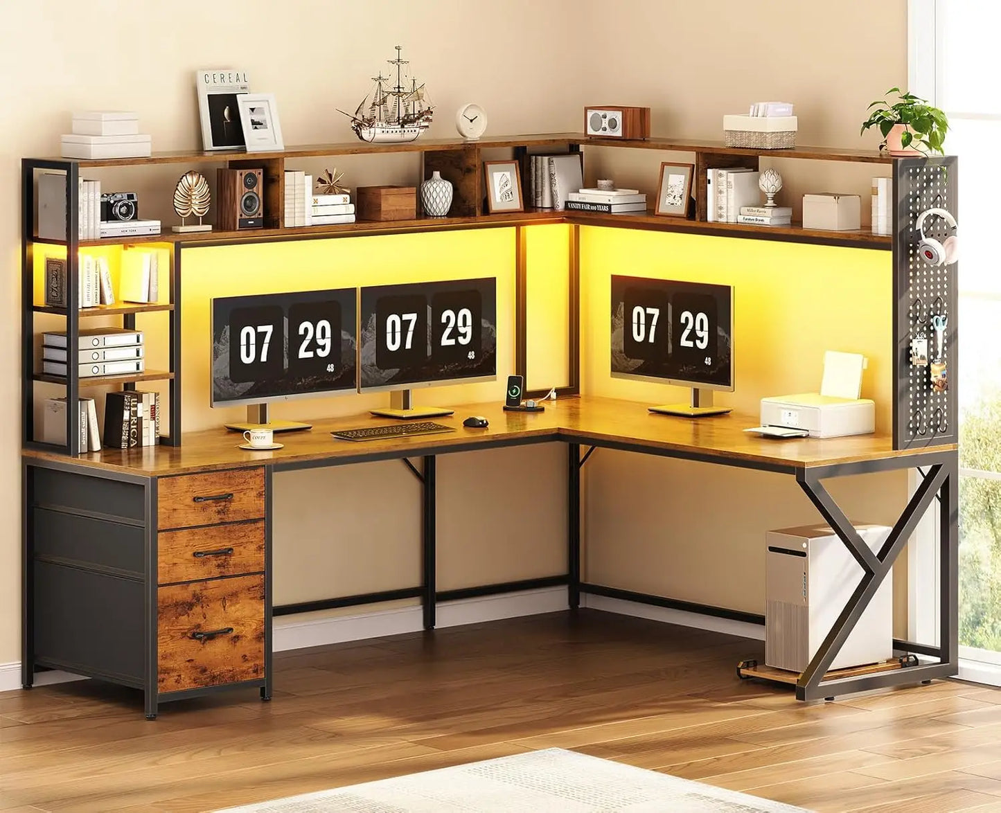 L Shaped Desk with Hutch | Spacious, Convertible Office Design