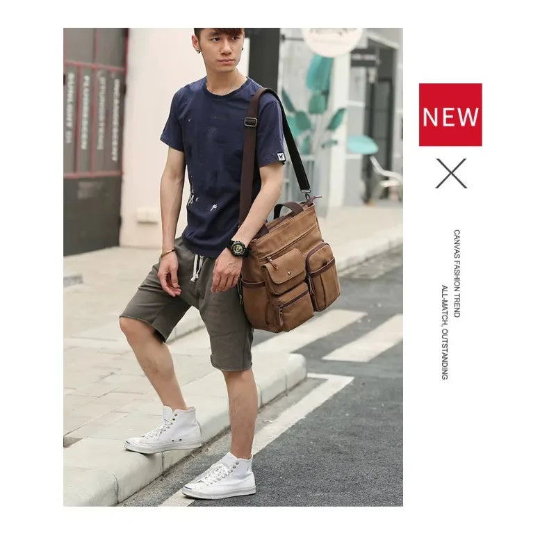 Men's Vintage Canvas Shoulder Bag | Large Capacity Briefcase
