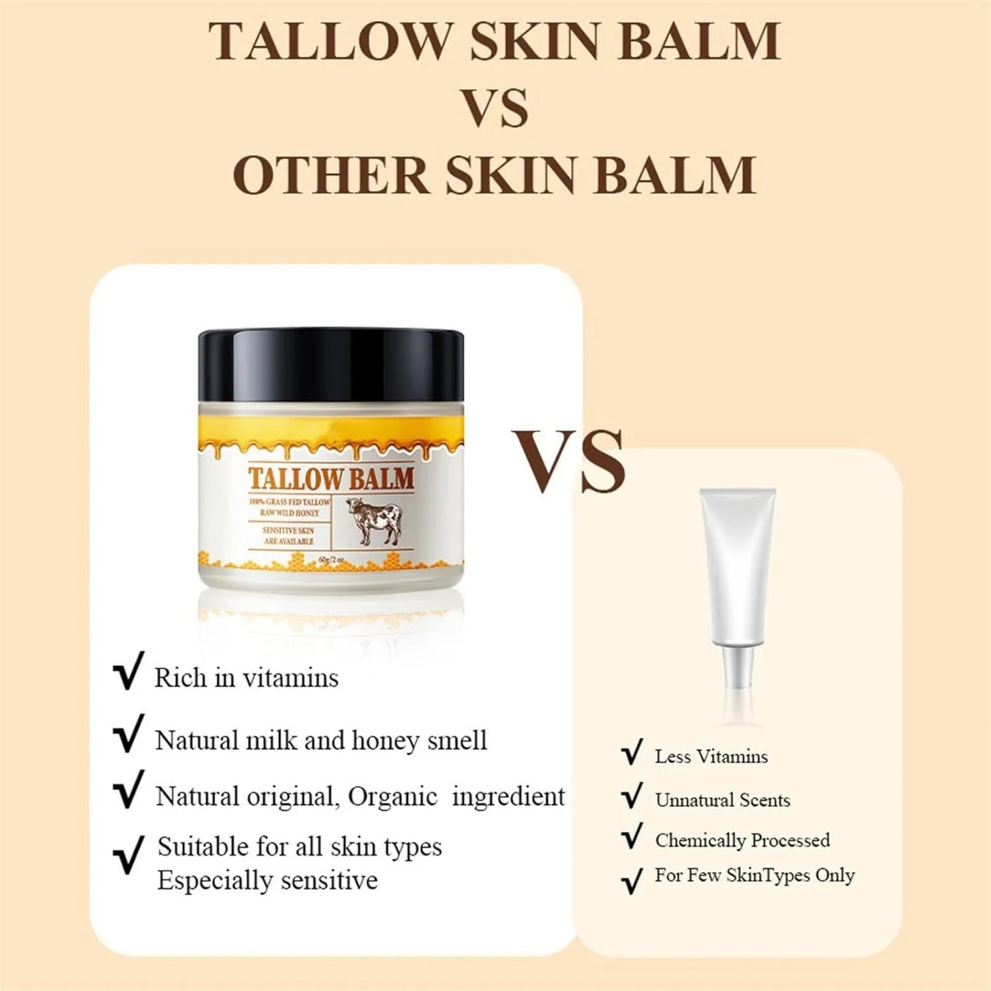 60g Beef Tallow Balm | Nourishing Skin Care Paste for All Skin Types