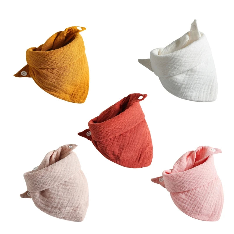5 Pcs Baby Feeding Drool Bibs | Soft Cotton Bandana Bibs