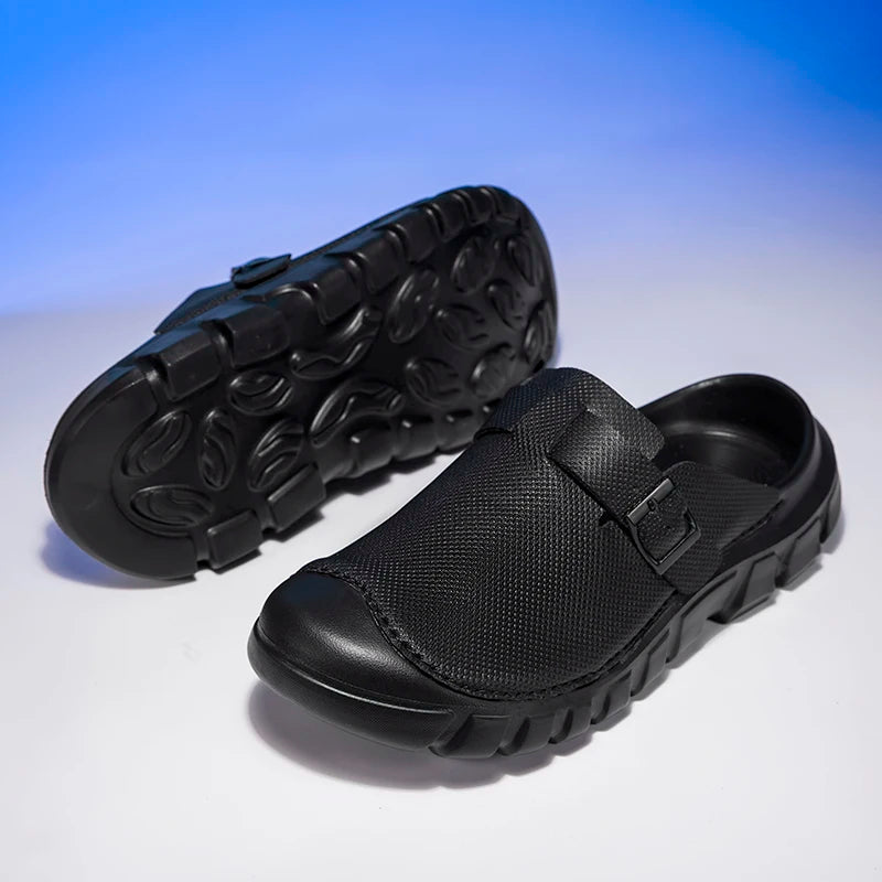 Summer Mens Casual Shoes Mesh Breathable Half Slippers Fashion Walking Sneakers Handmade Male Sandals Lightweight Non-slip Clogs