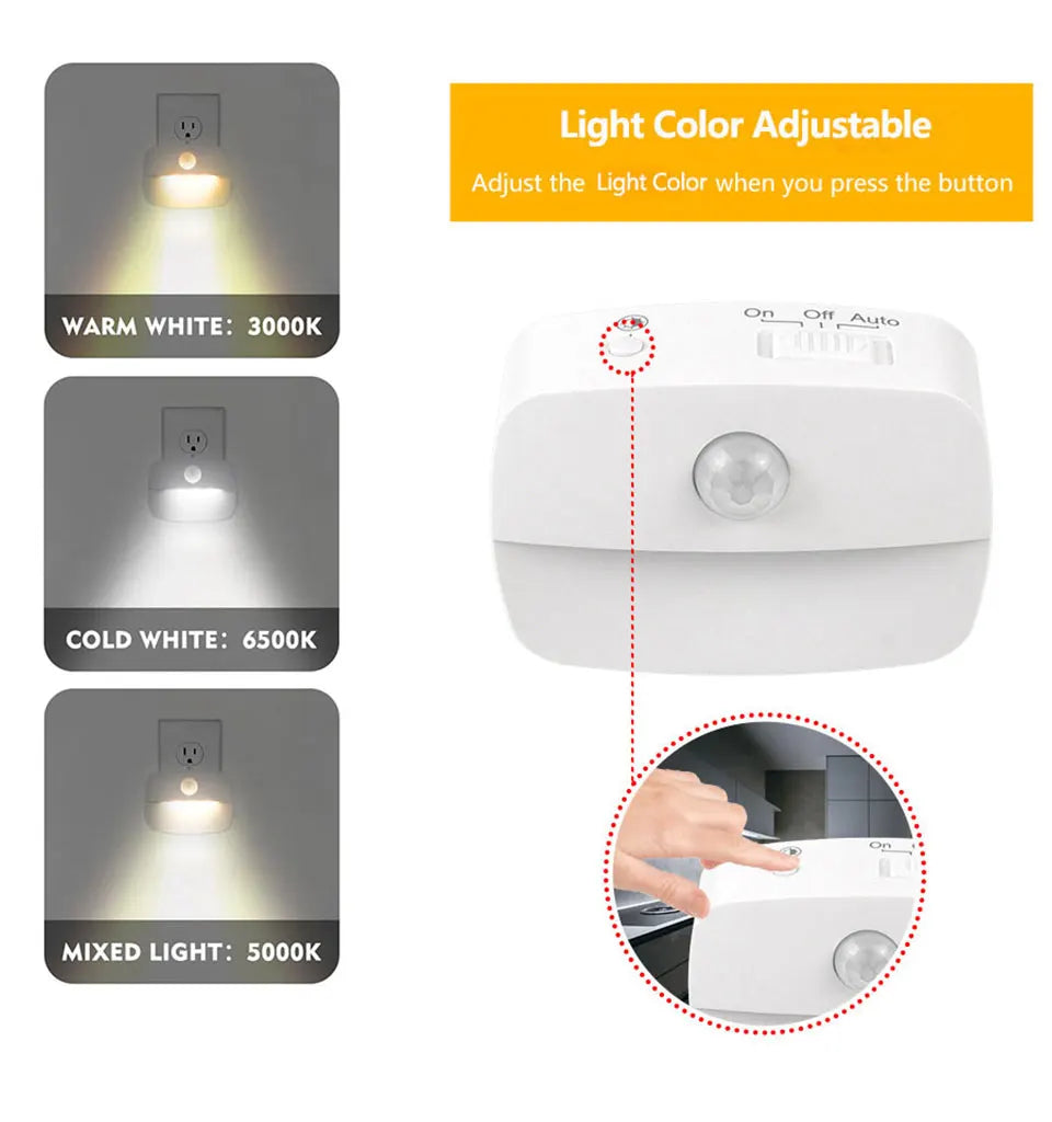 LED Motion Sensor Night Light | 3-Color Temperature Convenience