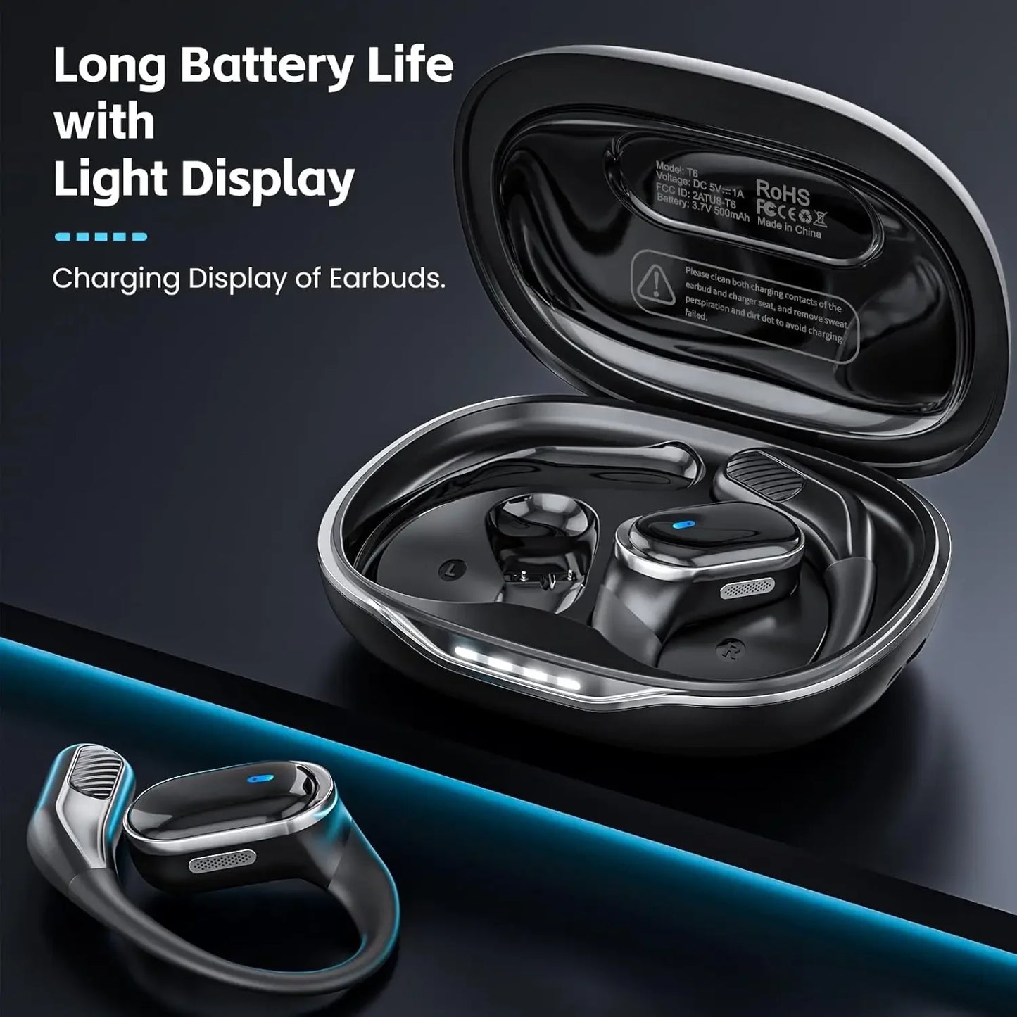 Bluetooth Wireless Earphones with Mic | Comfortable Air Conduction Design