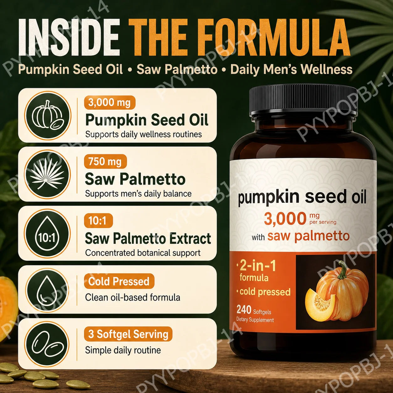 Cold Pressed Pumpkin Seed Oil Softgels | 240 Count Supplement
