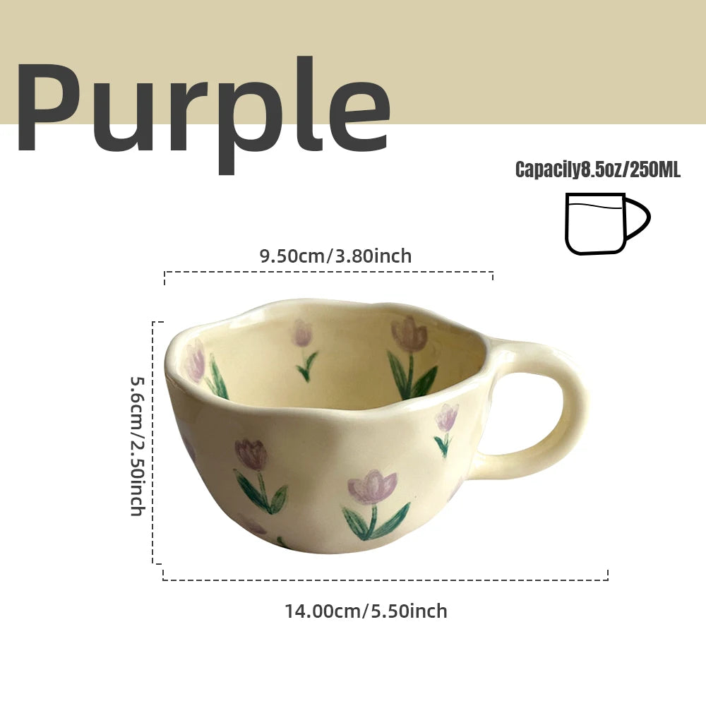 Handcrafted Ceramic Mugs | Unique Flower Coffee Cups