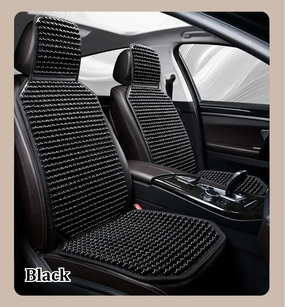 1pc Classic & Elegant Wooden Bead Car Seat Cushion – Natural Wood, Smooth & Breathable for Year-Round Comfort