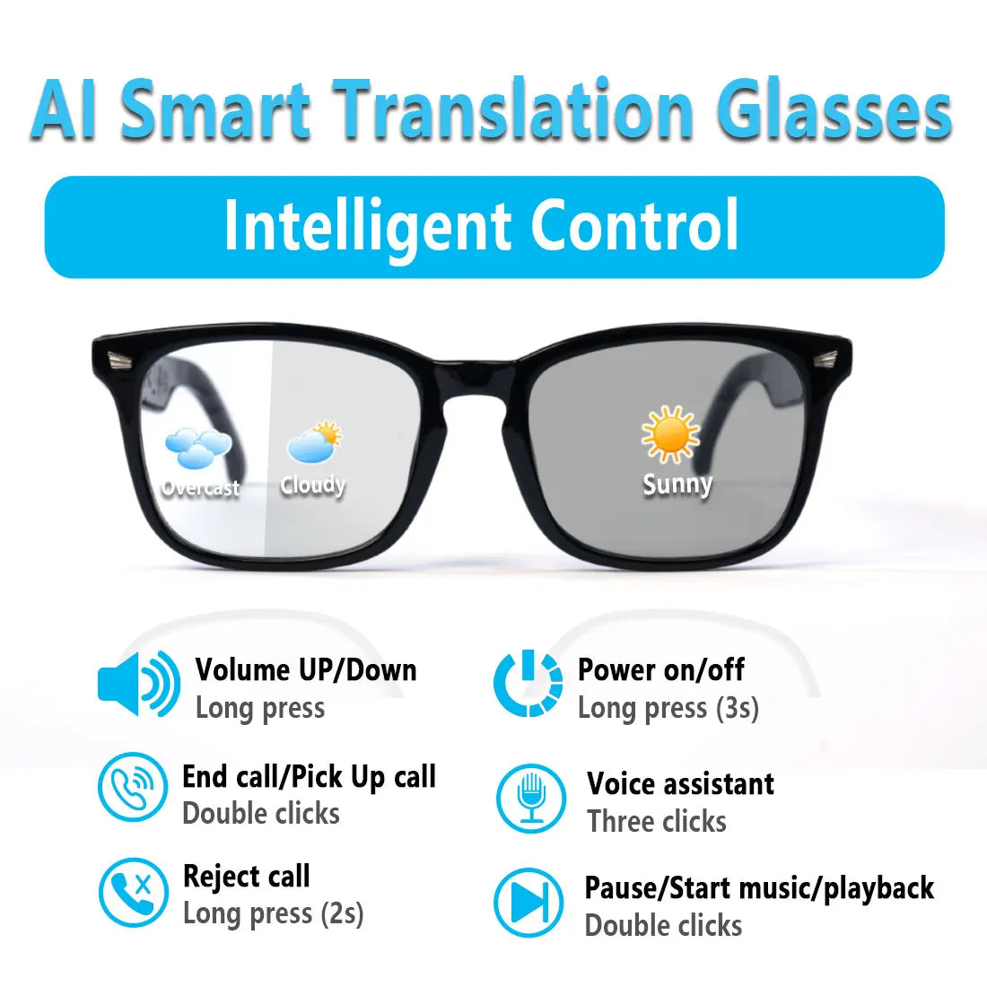 High-Tech Smart Glasses | App Translation & Open-Ear Audio