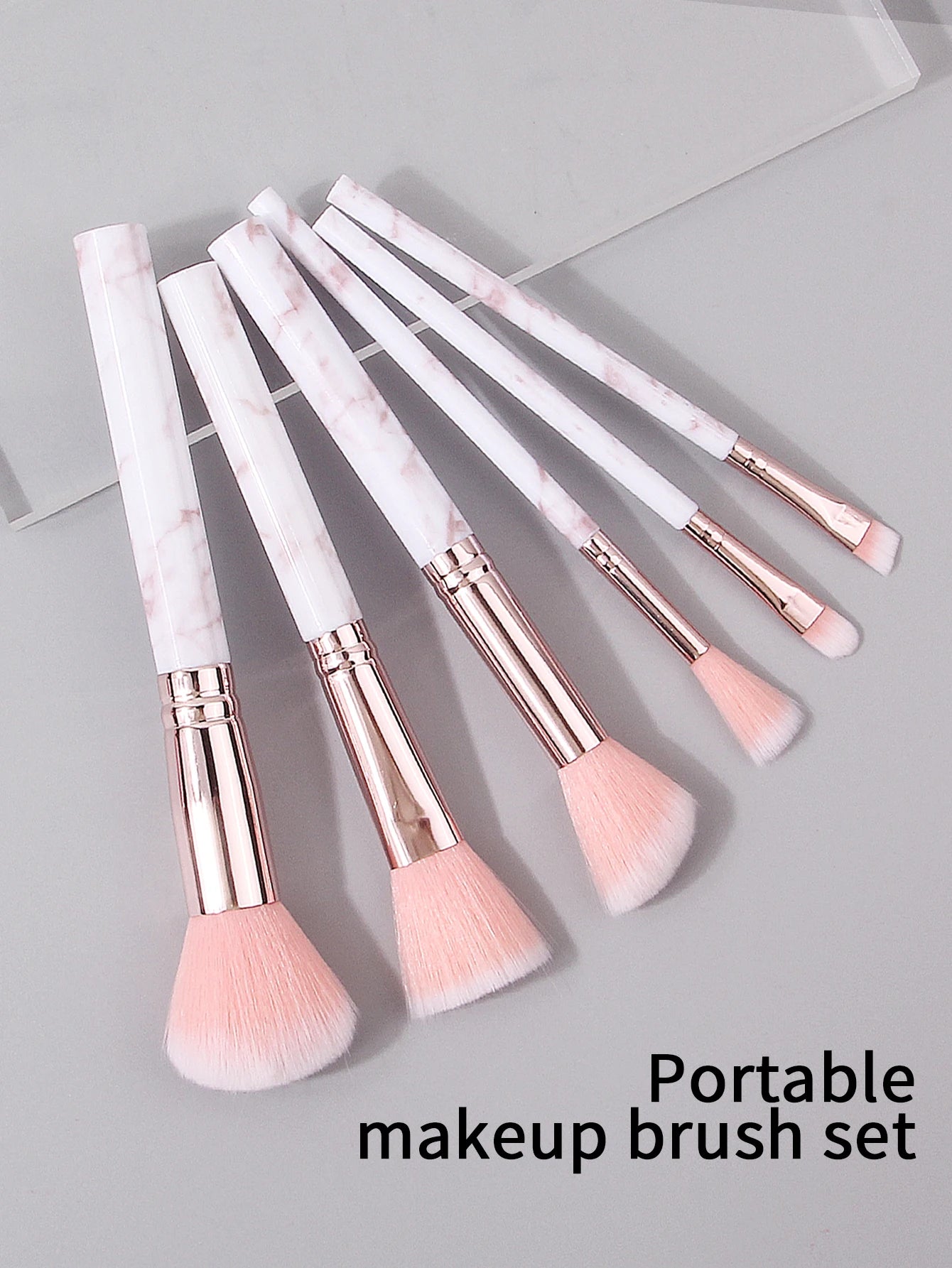 12pcs Pink Makeup Brush & Sponge Set | Marble Brushes + Super Soft Powder Puff & Triangle Puffs 2026