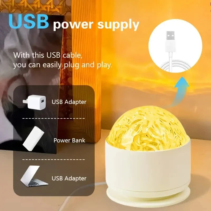 USB Powered Ocean Wave Projector Night Light | 16 Color LED Lamp
