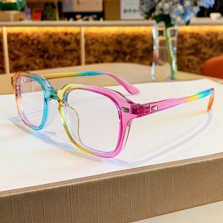 Stylish Women's Square Frame Glasses | Vibrant Rainbow Design