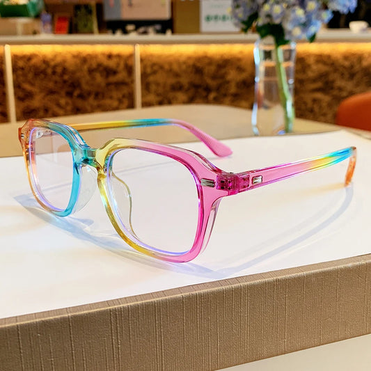 Exquisite Women's Square Frame Glasses | Stylish Rainbow Design