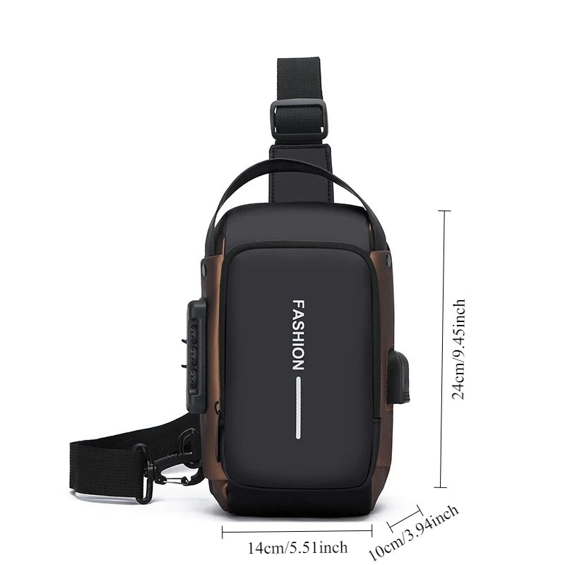 Men's Anti-Theft Sling Bag | USB Charging Crossbody Pack