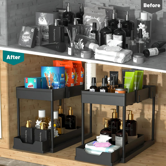 2 Tier Sliding Storage Basket | Multifunctional Organizer Rack