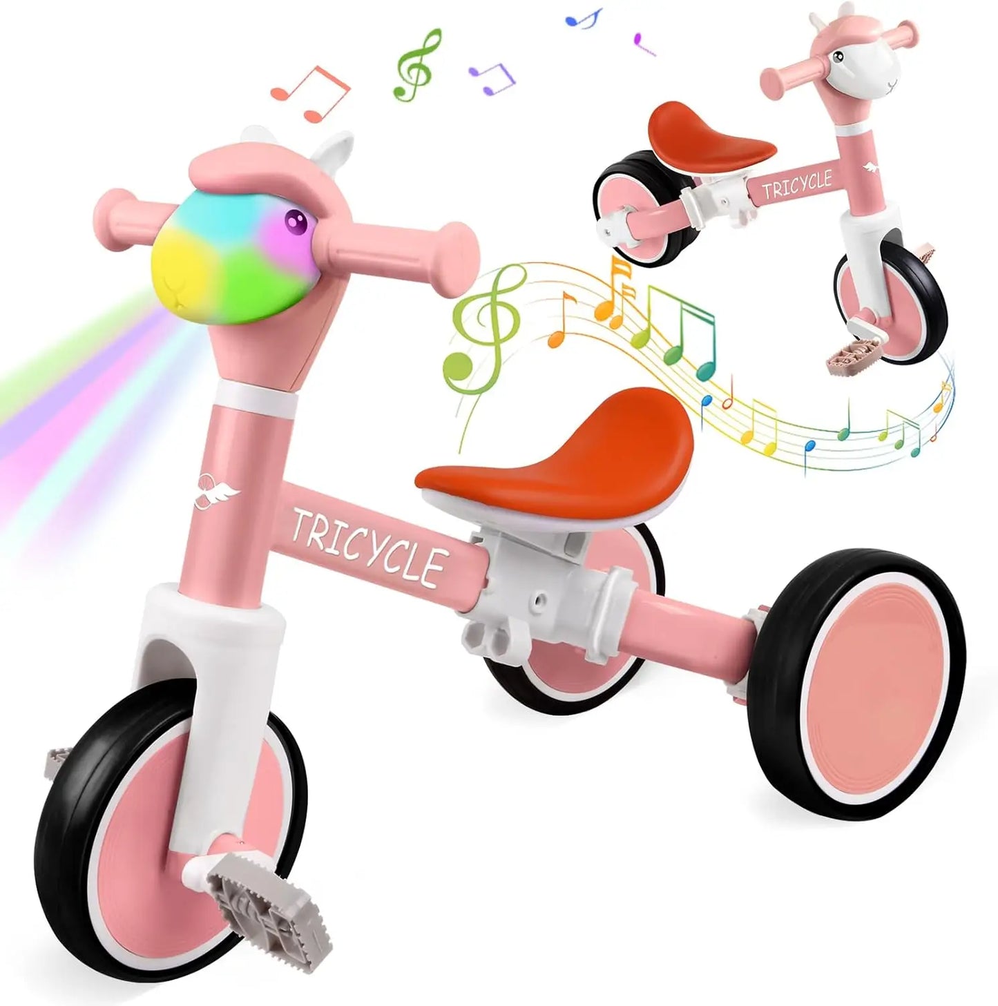 Adjustable Toddler Balance Bike | Fun Light & Music Tricycle